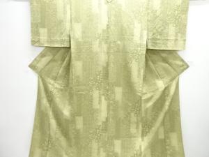 未使用品　短冊に草花模様単衣小紋着物